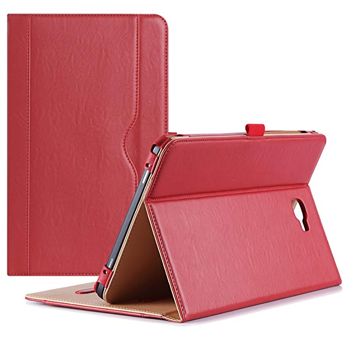 ProCase Samsung Galaxy Tab A 10.1 Case - Stand Folio Case Cover for Galaxy Tab A 10.1 Inch Tablet SM-T580 T585, with Multiple Viewing Angles, Document Card Pocket - Red