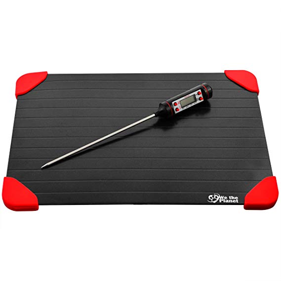 Defrosting Tray And Food Thermometer Bundle - Perfect for Thawing Frozen Meats Quickly and Safely - Easily Check Food Temperature After Cooking