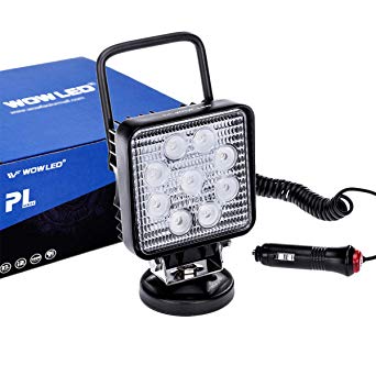 WOWLED 27W Portable LED Work Light Flood Lamp with Magnetic Base for Car, Off-Road, Truck, Boat, Tractor, Truck, Engineering Vehicle, Maintenance, Camping Light DC 9-32V …
