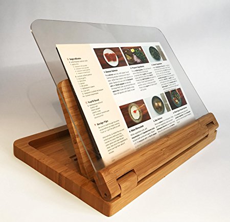Hala Flip Cookbook Holder Bamboo Large with Acrylic Shield