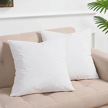 PHF Velvet Throw Pillow Cover,16" x 16", 2 Pack Color Gradient Luxury Home Decorative Throw Pillow Covers for Bed Couch Sofa, Super Soft Cozy Square Pillowcase Shell, No Filling, White