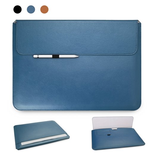 iPad Pro Case Sleeve, SPARIN PU Leather Wallet Case Cover Sleeve for Apple iPad Pro ( 12.9 inch ), Professional Executive Style with built-in Pocket, Card Slot and iPad Pencil Holder, Navy Blue