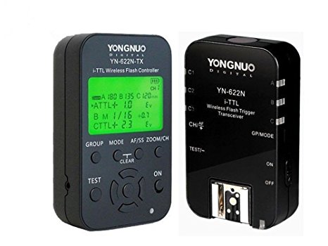 YONGNUO YN-622N-KIT YN622N-KIT Wireless i-TTL Flash Trigger Kit with LED Screen for Nikon including 1X YN622N-TX Controller and 1X YN622 N Transceiver