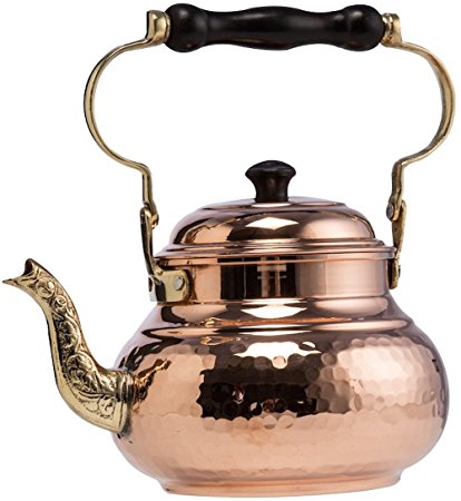 DEMMEX 2017 Hammered Copper Tea Pot Kettle Stovetop Teapot, 1.6-Quart (Copper)