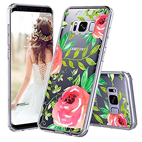 Galaxy S8 Case, Clear Galaxy S8 Case, MOSNOVO Girls Red Roses Floral Flower Printed Clear Design Transparent Plastic Case with TPU Bumper Protective Case Cover for Samsung Galaxy S8 (2017)