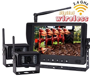 NEW 9 Wireless Rear VIEW BACK UP monitor with Wireless Transmission Backup Camera FOR FARM TRACTORS DIGITAL WATERPROOF AGRICULTURE EquipmentIncluded 2 Pcs Digital Wireless Waterproof IR Camera