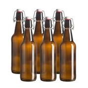Glass Beer Bottle - 16 Oz. - 6 Pack - Amber