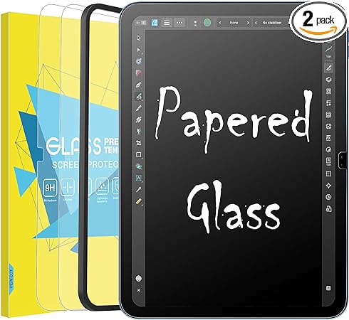 MoKo Paper Felt Tempered Glass Screen Protector Fit iPad 10th Generation 10.9-inch 2022, 2-Pack Anti-Scratch Film Anti-Glare Bubble-Free Paper-Matte Finish with Aligning Frame