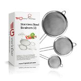 Gypsys Kitchen Fine Mesh Strainer Set-3 Sizes Inox Stainless Steel Use As Quinoa Strainer Food Sieve Kitchen Strainer Spaghetti Strainer Flour Sifter and Tea Strainer Eat Healthier Today