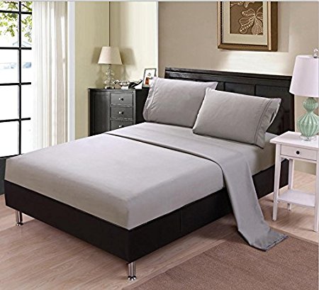 Felicite Home Ultra Soft Sheet Set - Fade Resistant, Wrinkle Free, No Ironing Necessary, Hypoallergenic - Luxury Bed Linens - 2500 Thread Count Microfiber Sheet Set (Queen, Grey)