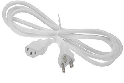 SF Cable, 1 ft 18 AWG Universal Power Cord (IEC320 C13 to NEMA 5-15P) White Color