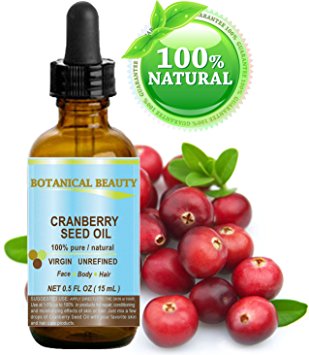 CRANBERRY SEED OIL 100% Pure / Natural. Cold Pressed / Undiluted. For Face, Hair and Body. 0.5 Fl.oz.- 15 ml. by Botanical Beauty