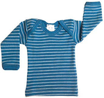 Hocosa Organic Merino Wool Baby Shirt, Long Sleeves, Envelope Neckline.