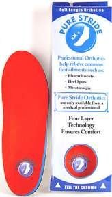 Full Length PURE STRIDE Orthotics MEN 4-4.5 / WOMEN 6-6.5 Professional Arch Supports