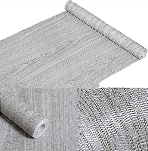 Amao Grey Wood Grain Paper Peel & Stick Wallpaper for Shelf Liner Counter Top Livingroom 17.7''x78.7''