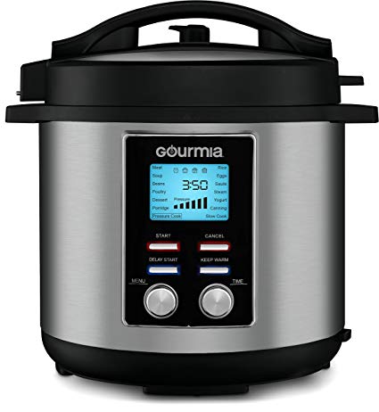 Gourmia GPC855 8 Qt Digital SmartPot Multi-Function Pressure Cooker - 15 Cook Modes - Removable Nonstick Pot - 24-Hour Delay Timer - Automatic Keep Warm - LCD Display - Pressure Sensor Lid Lock