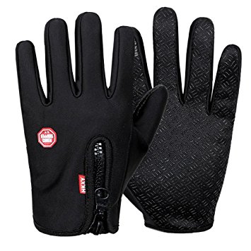 Warm Sport Gloves UUAT Gel Touch Screen Cycling Gloves Cold Weather Waterproof, Windproof Cycling Gloves Unisex Outdoor Gloves