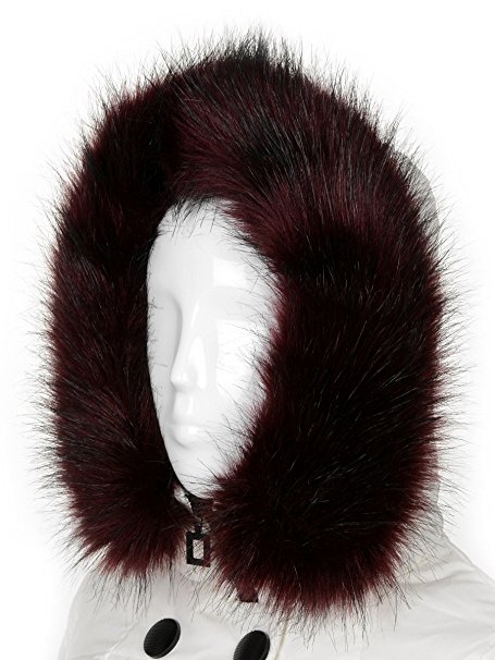Futrzane Trim Hood Faux Fake Fur Hood Winter for Jacket Ski Collar Wrap Shawl