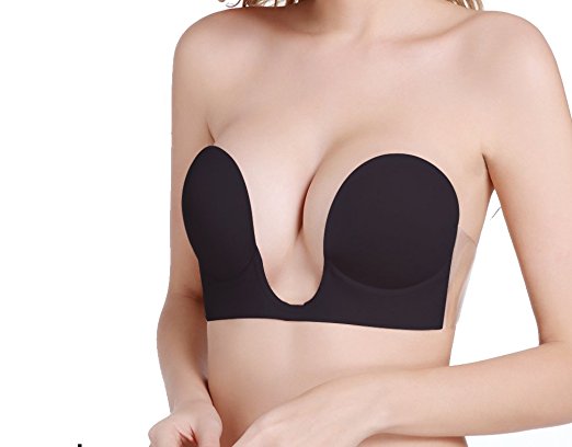 Self Adhesive Deep U Plunge Bra Reusable Push Up Silicone Backless Invisible Bras
