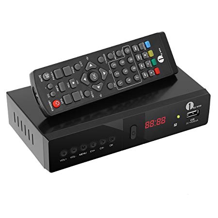 1byone HDTV Converter Box for Analog TV, ATSC Digital Set Top Box with Record and Pause Live TV, USB Multimedia Playback, HDMI / Coaxial / Composite Out, 1080p(Metal Box)-Black