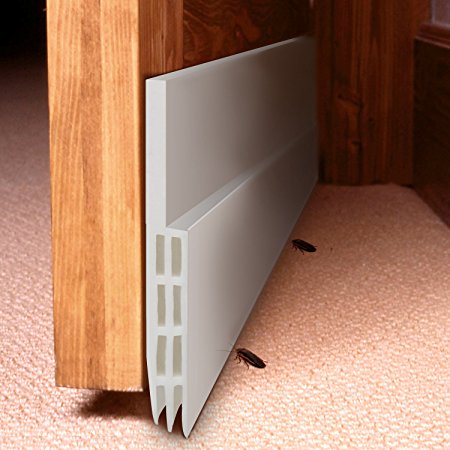 Under Door Sweep Weather Stripping Door Draft Stopper Door Bottom Seal Strip for Noise Insulation, 2" Width x 39" Length (White)