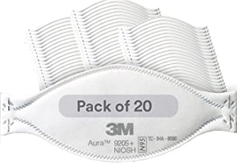 3M Aura Particulate Respirator 9205 , N95, Individually Wrapped, 3 Panel Flat Fold Design Allows for Facial Movements