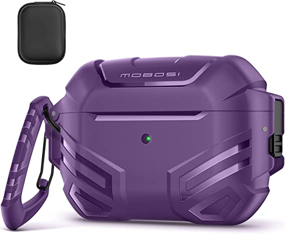 MOBOSI for AirPods Pro 2nd Generation Case Cover(2022) with Lock, Military Grade AirPod Pro 2 Case for Men Women, Full-Body Shockproof Protective Case with Keychain for AirPods Pro 2nd Gen, Purple