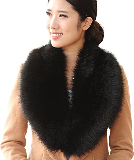 i-Furzone Women's Faux Fur Collar Wrap Scarf Big Neck warmer
