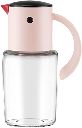 uxcell Olive Oil Dispenser Bottle, Automatic Lid Accurate Pour Drip-Free Spout for Vinegar Oil Kitchen Cooking, Bird Look 320ML Pink