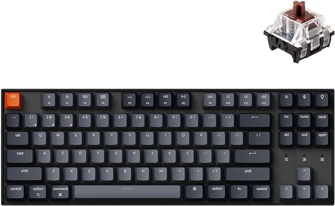 Keychron K8 Wireless Mechanical Keyboard, Tenkeyless Layout Multitasking Bluetooth/Wired White Backlit 87 Keys with Gateron Optical Brown Switch Compatible with Mac Windows