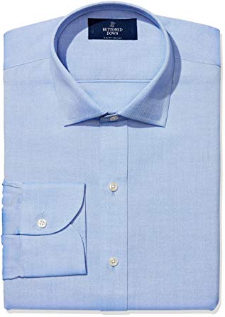 Amazon Brand - BUTTONED DOWN Men's Slim Fit Spread-Collar Solid Pinpoint Non-Iron Dress Shirt