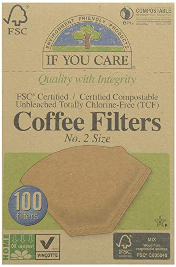 If You Care Coffee Filter No. 2 Size, Compostable, Unbleached, 100-count, 3-pack (300 Filters Total)