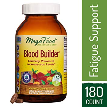 MegaFood - Blood Builder, Support for Healthy Iron Levels, Energy, and Red Blood Cell Production without Nausea or Constipation, Vegan, Gluten-Free, Non-GMO, 180 Tablets (FFP)