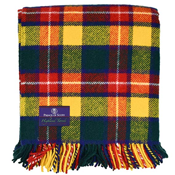 Prince of Scots Highland Tartan Tweed 100% Pure New Wool Throw ~ Buchanan ~