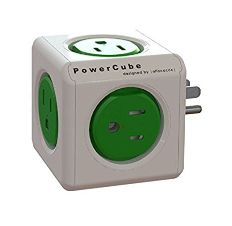 Allocacoc 4100USORPC PowerCube Original 5 Outlets, Green-Retail Packaging