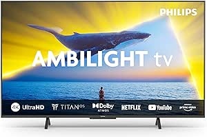 Philips Ambilight 65PUS8109 4K LED Smart TV - 65-Zoll Display mit pixel-präziser Ultra HD, Titan OS Plattform und Dolby Atmos, Funktioniert mit Alexa und Google Sprachassistent - Satiniertes Chrom