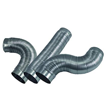 Deflecto Semi Rigid Aluminum Duct with Attached Connectors, Silver, 4” by 24” (MAC36024/6)