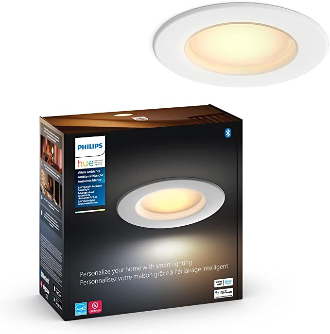 Philips Hue White Ambiance Extra Bright High Lumen Dimmable LED Smart Retrofit Recessed 6" Downlight Compatible with Amazon Alexa Apple HomeKit and Google Assistant (578526)