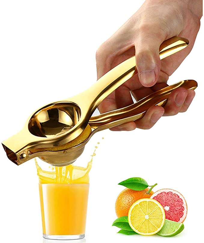 Lemon squeezer,lemon juicer,juicer hand press,Lemon Squeezer Press Hand Juicer, Heavy Duty Metal Orange Juicer, Citrus Juicer, Lime Squeezer,Stainless Steel Manual Fruit Juicer(Gold)