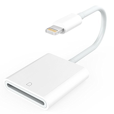 Lightning to SD Card Reader for iPhone iPad, Trail and Game Camera Card Reader Adapter Cable for iPhone, iPad Mini and iPad Air No App Required- IOS 9.2 or up to 10.3.2 [Updated Version]