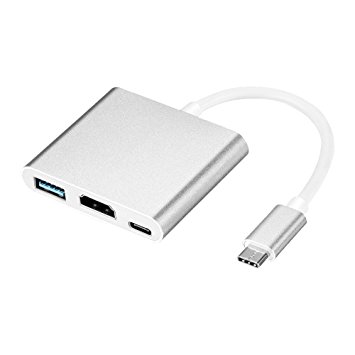 Usb 3.1 Type-C To Hdtv Hdmi Adapter 4K/Usb3.0/Type C Convertor Cable Adapter For New Macbook/Chromebook Pixel/Dell Xps13/Yoga 900/Lumia 950Xl/Usb-C Devices To Hdtv (Silver)