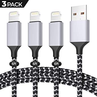 iPhone Charger [3 Pack] MFi Certified Nylon Braided Lightning Cable for iPhone Xs/Max/XR/X/8/8Plus/7/7Plus/6S/6S Plus/SE/iPad