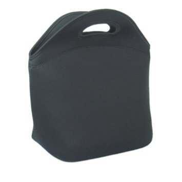 Neoprene Lunch Tote Bag - For Men Women Kids - Fits Large Lunches - Machine Washable - Reusable Large Black