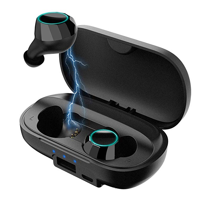 EasyAcc True Wireless Earbuds, TWS Stereo Bluetooth 5.0 Earphones with Deep Bass, IPX6 Water-Proof 80H Playtime in Total Built-in Mic in-Ear Bluetooth Earphones with Charging Case