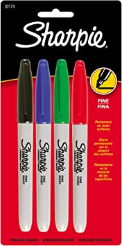 "Sharpie Fine Point Permanent Markers 4/Pkg-Red, Blue, Black, Green"