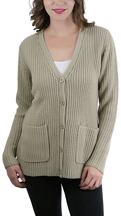 ToBeInStyle Women's Knitted Acrylic Button Up Cardigan Sweater