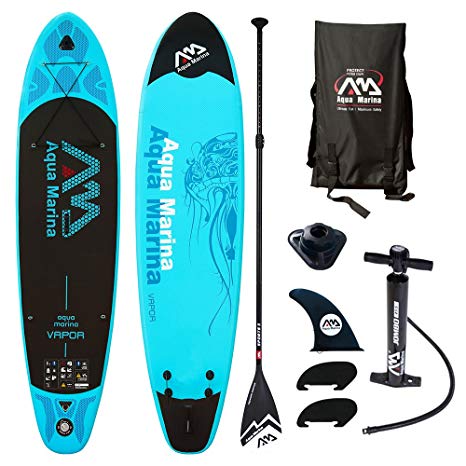 Aqua Marina VAPOR Inflatable Recreational Stand-up Paddle Board for Light to Medium Weight Paddlers Light Blue iSup by