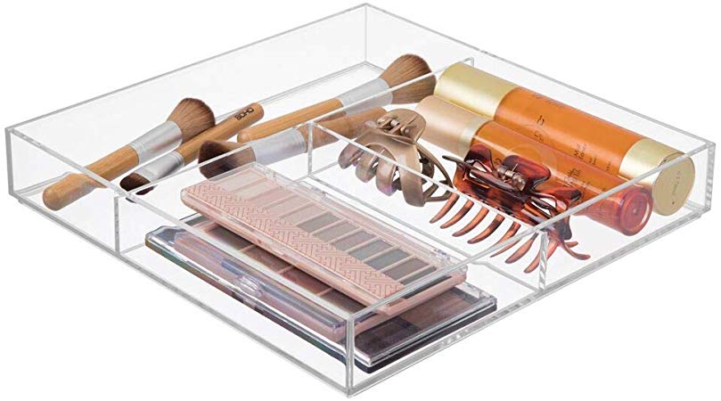 mDesign Cosmetic Tray - Dressing Table Organiser - Makeup Storage Box - Clear