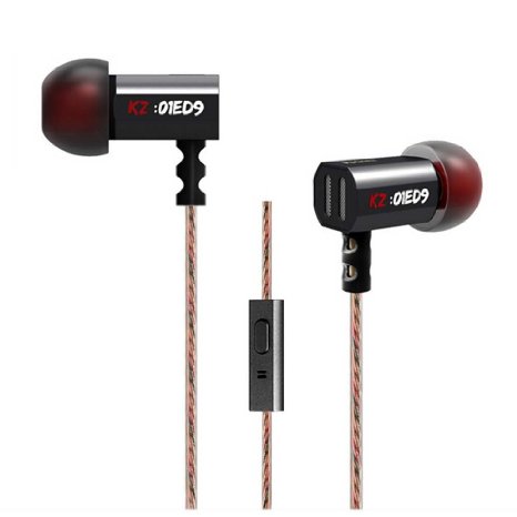 SUPVIN KZ-Ed9 Super Bass 35mm Tunning Nozzles in Ear Earphone DJ Headphone Hifi Stereo Earplug Noise Isolating Sport Earphone Monitor Headset iPhone iPod MP3 ED9-Black