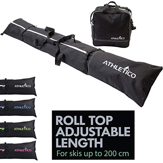 Athletico Two-Piece Ski and Boot Bag Combo | Store & Transport Skis Up to 200 cm and Boots Up to Size 13 | Includes 1 Ski Bag & 1 Ski Boot Bag (